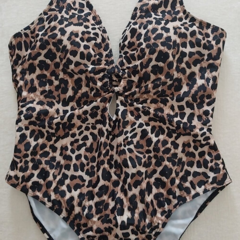 SHEIN Animal Print Cut-Out Swimsuit